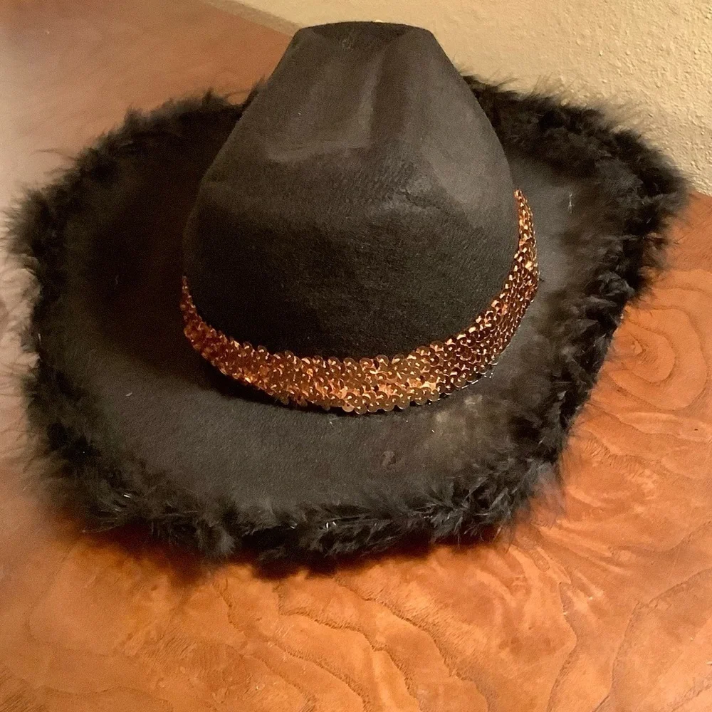 Fleur De Lis Black Felt Cowboy Hat